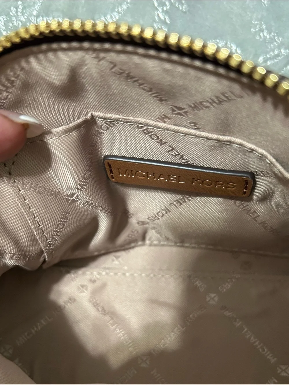 NWT Michael Kors Small Jet Brown Cosmetic Pouch-Pink/Green/Yellow Fruit Print